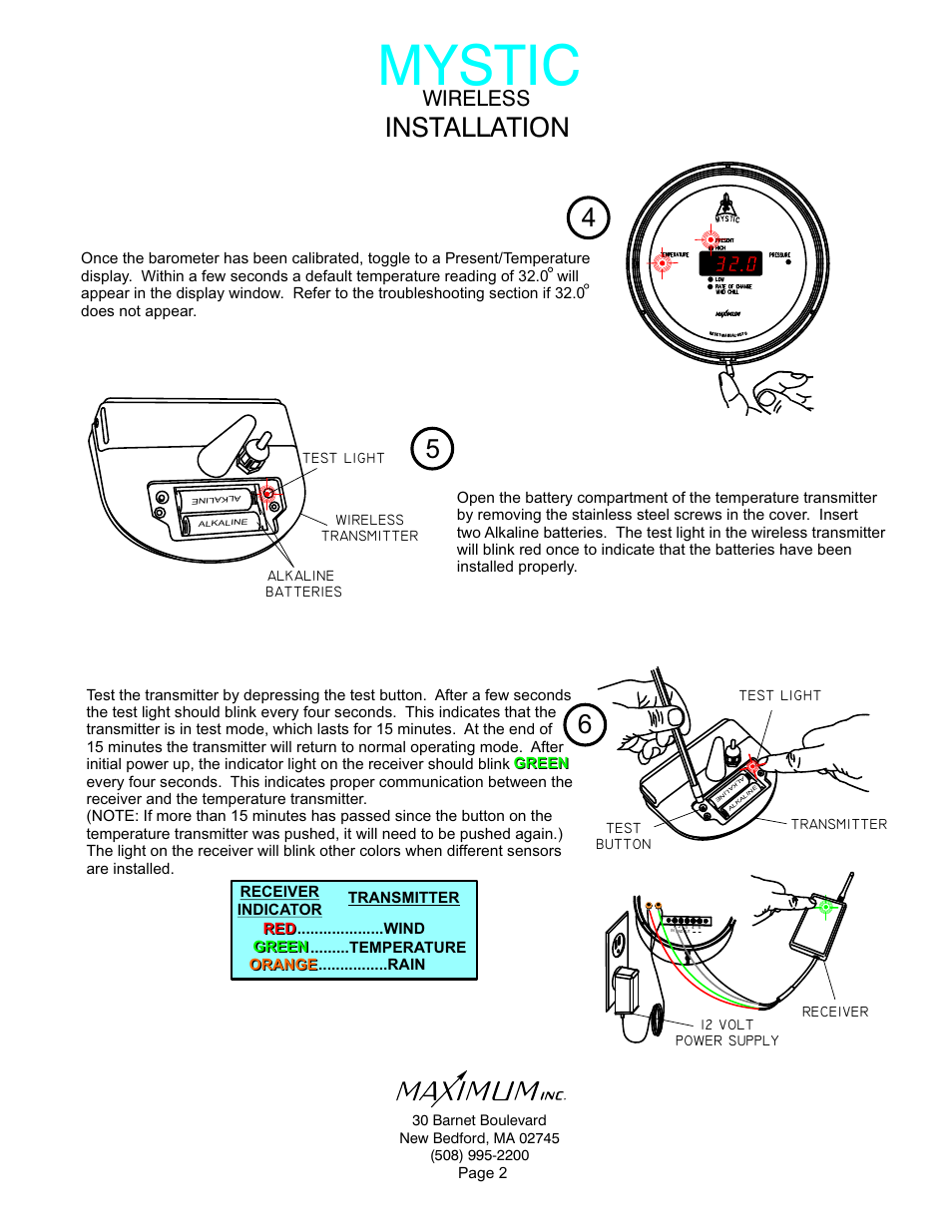 Mystic, Installation, Wireless | Maximum Wireless Mystic User Manual | Page 2 / 17