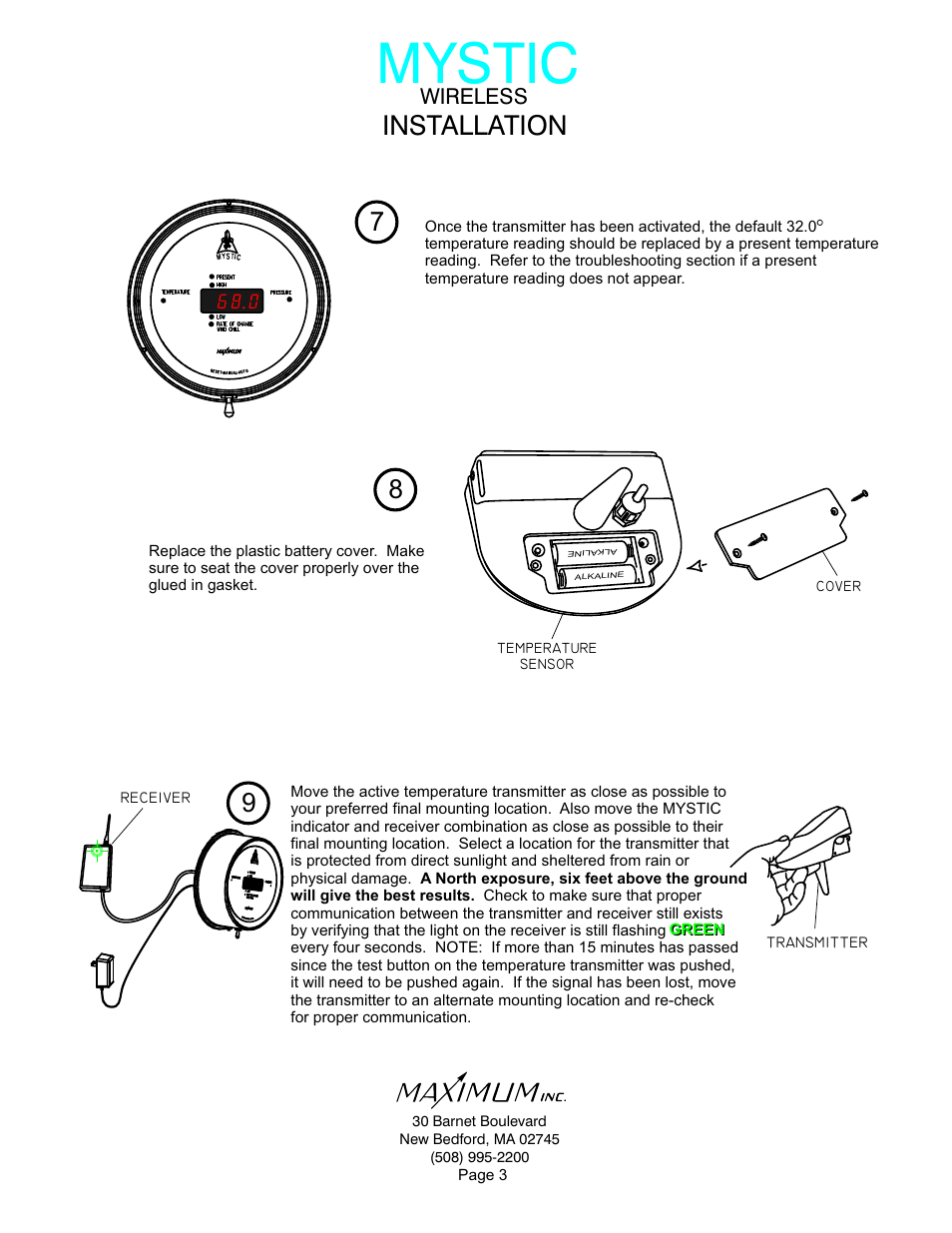 Mystic, Installation, Wireless | Maximum Wireless Mystic User Manual | Page 3 / 17