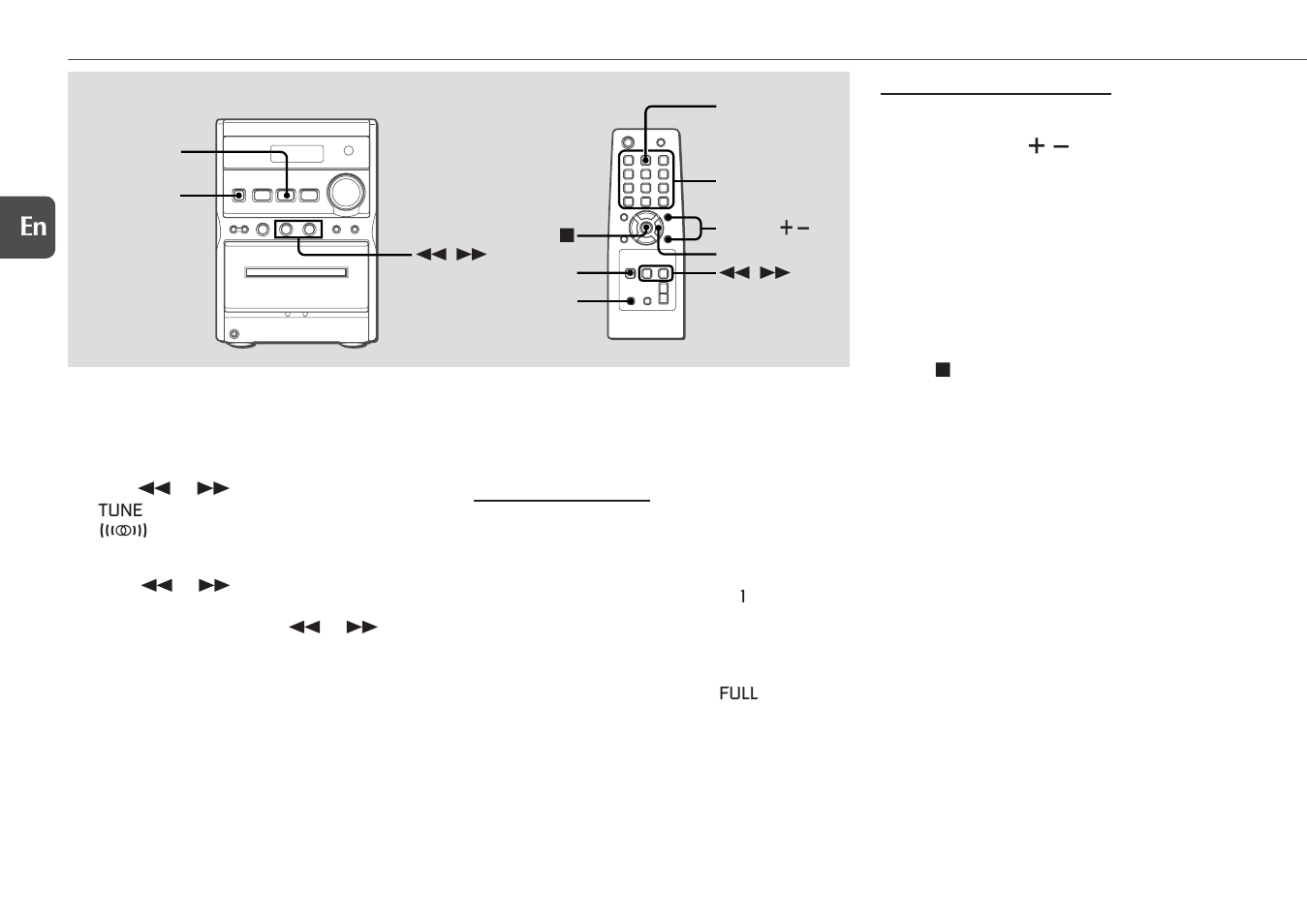 Radio operations, Manual tuning, Preset tuning | 10 en | Aiwa XR-EM20 User Manual | Page 10 / 20