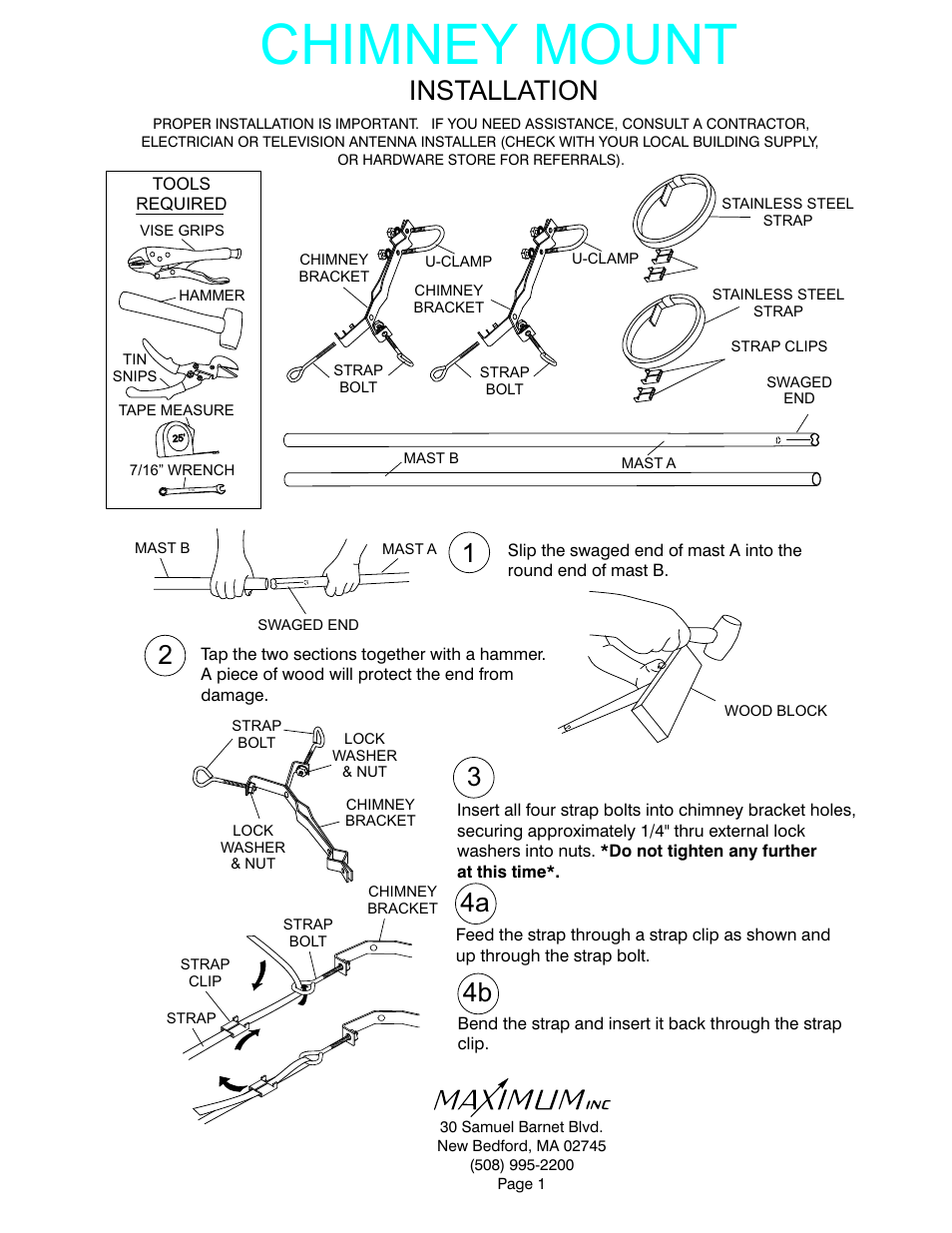 Maximum Chimney Mount User Manual | 2 pages