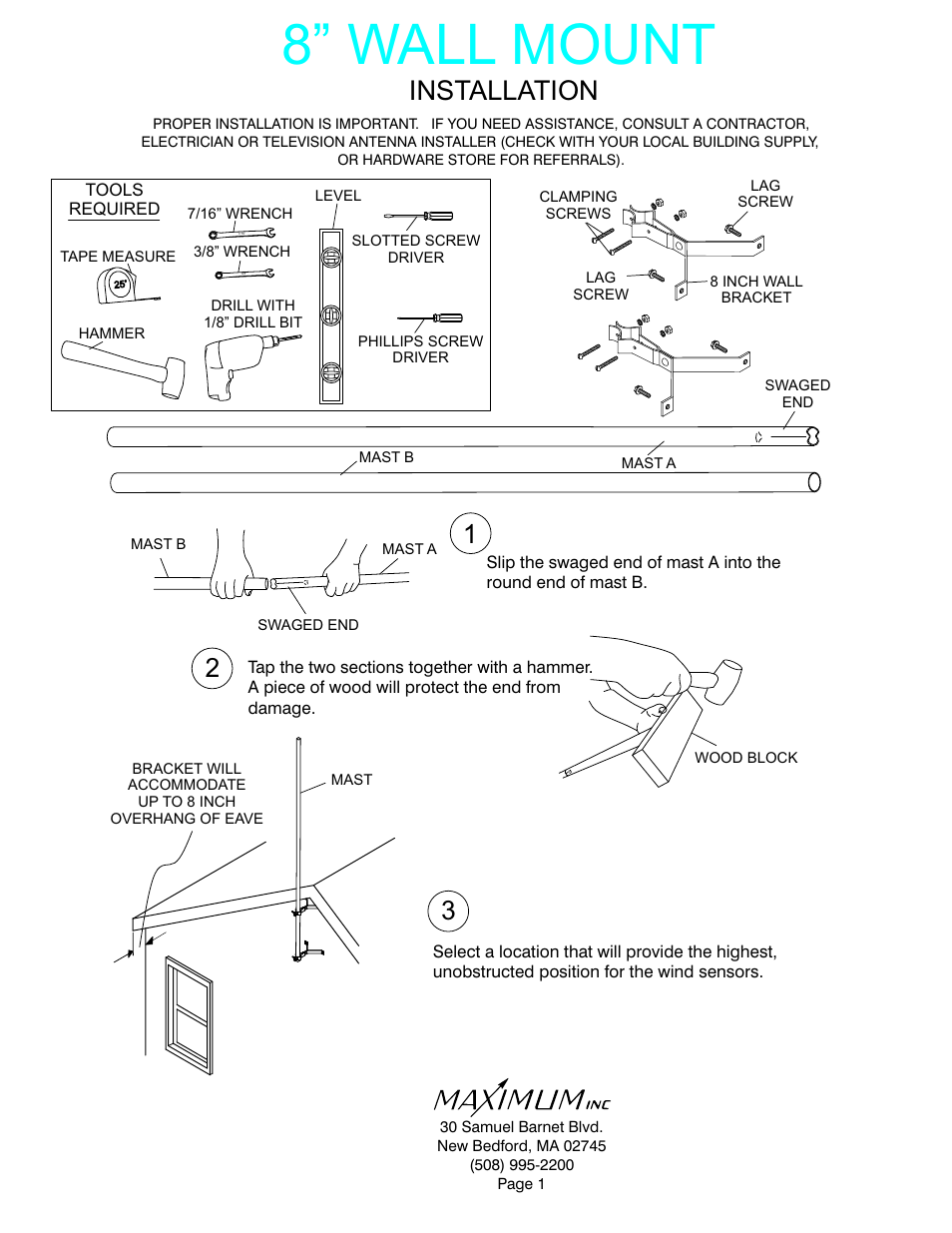 Maximum Wall Mount - 8 User Manual | 2 pages