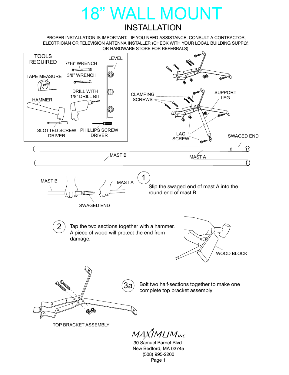 Maximum Wall Mount User Manual | 3 pages