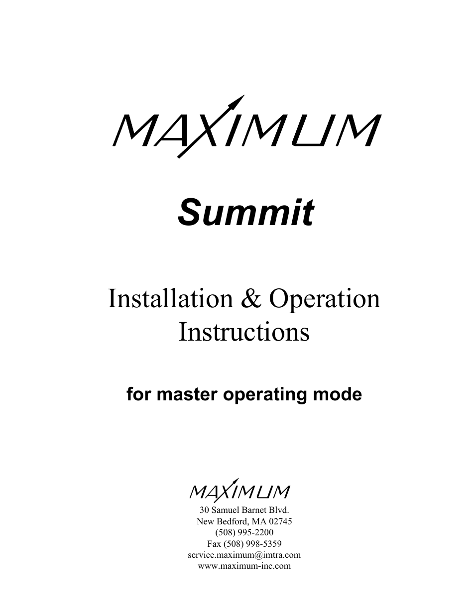 Maximum Summit User Manual | 13 pages