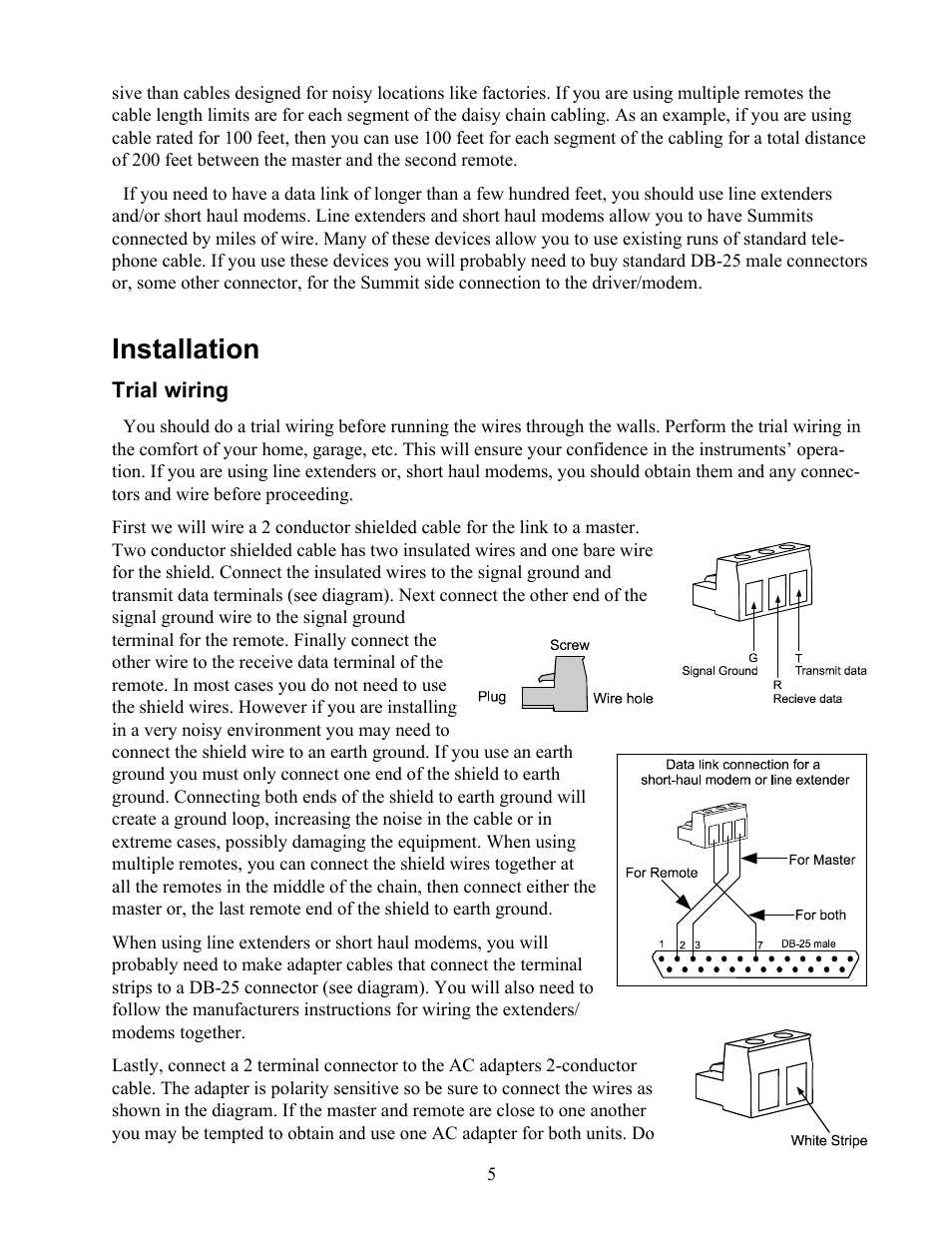 Installation, Trial wiring | Maximum Summit Remote User Manual | Page 6 / 13