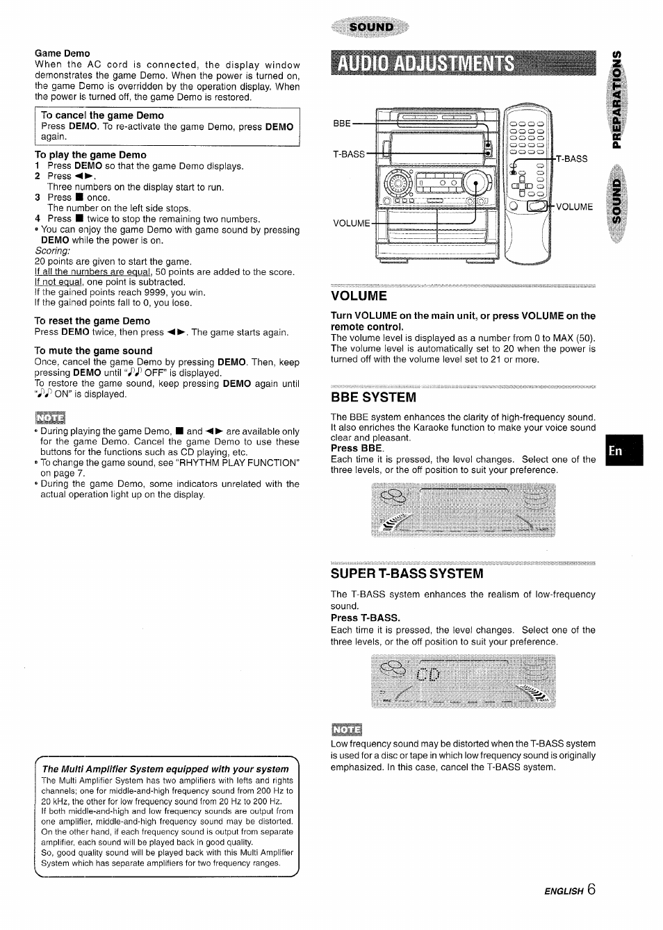 Volume, Bbe system, Super t-bass system | Aiwa NSX-A909 User Manual | Page 7 / 88