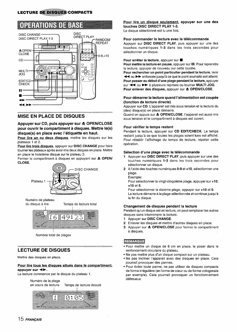 Mise en place de disques, Is 49^23, Lecture de disques | 1 iii " 03, I s 49^23 | Aiwa NSX-A909 User Manual | Page 72 / 88