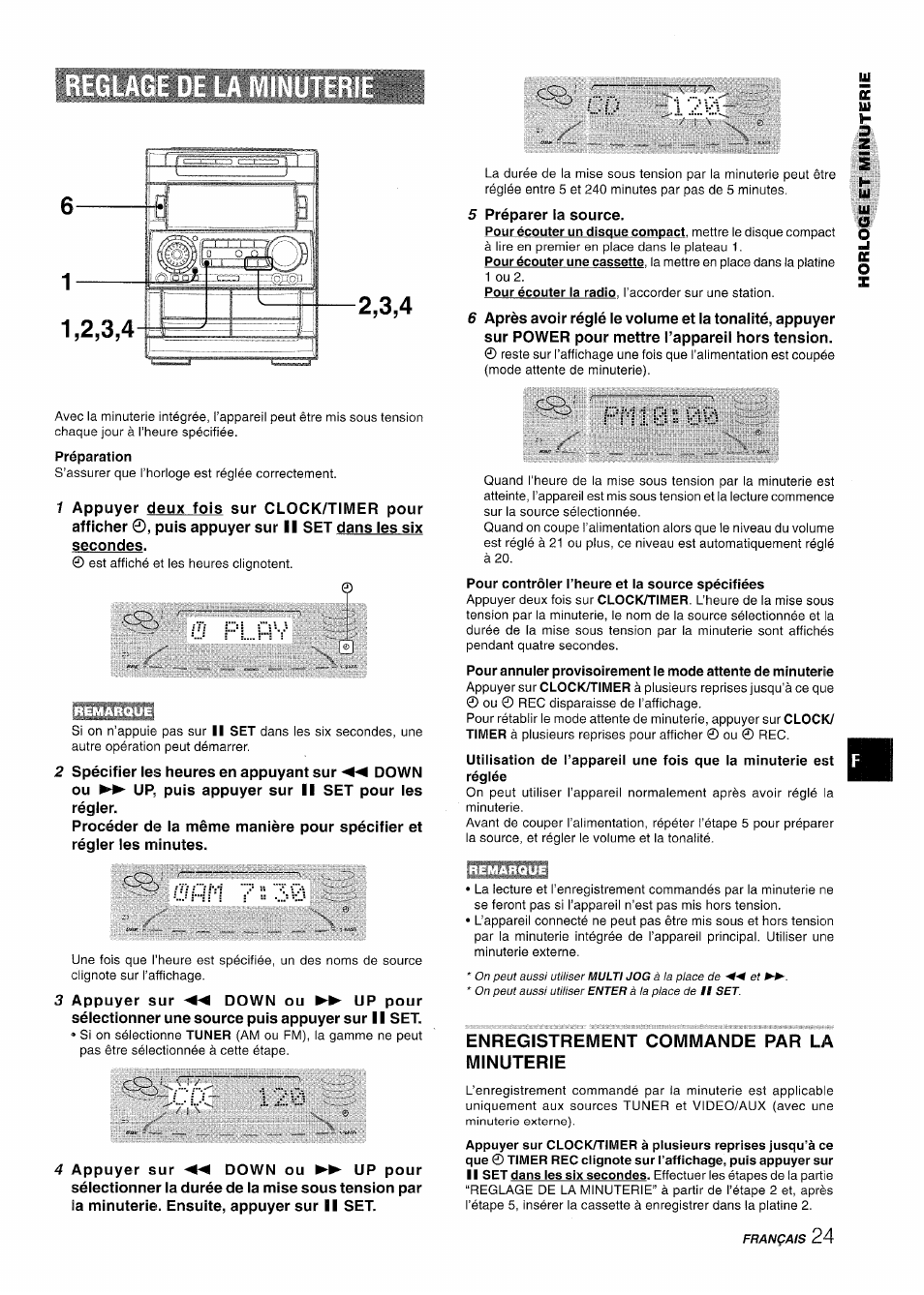 Préparation, A f=l.pis, Pnl 0;; 0ví | Pour contrôler l’heure et la source spécifiées, Enregistrement commande par la minuterie, C d ì2sò, Ccitl | Aiwa NSX-A909 User Manual | Page 81 / 88