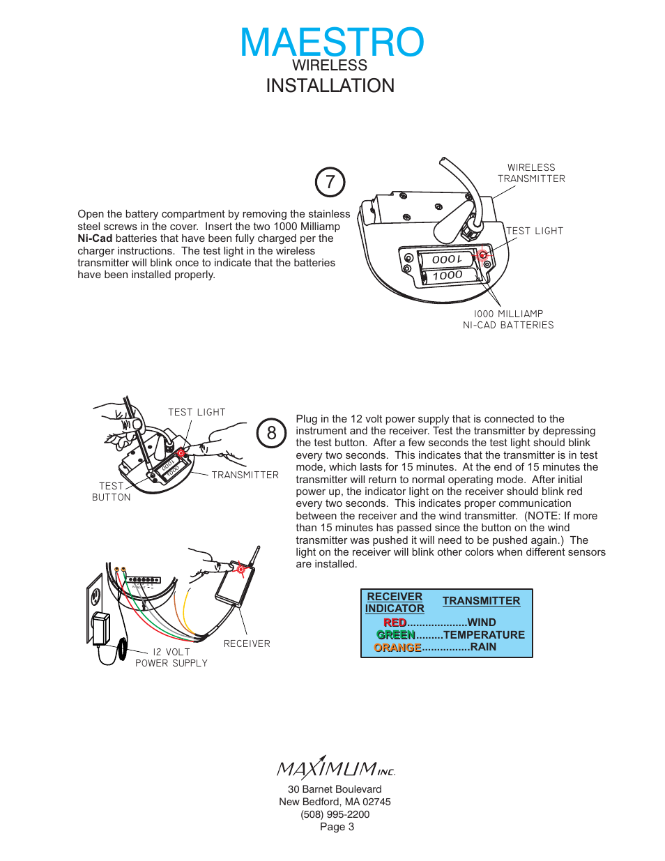 Maestro, Inst tion alla, Wireless | Maximum Wireless Maestro (2006-2012) User Manual | Page 3 / 16