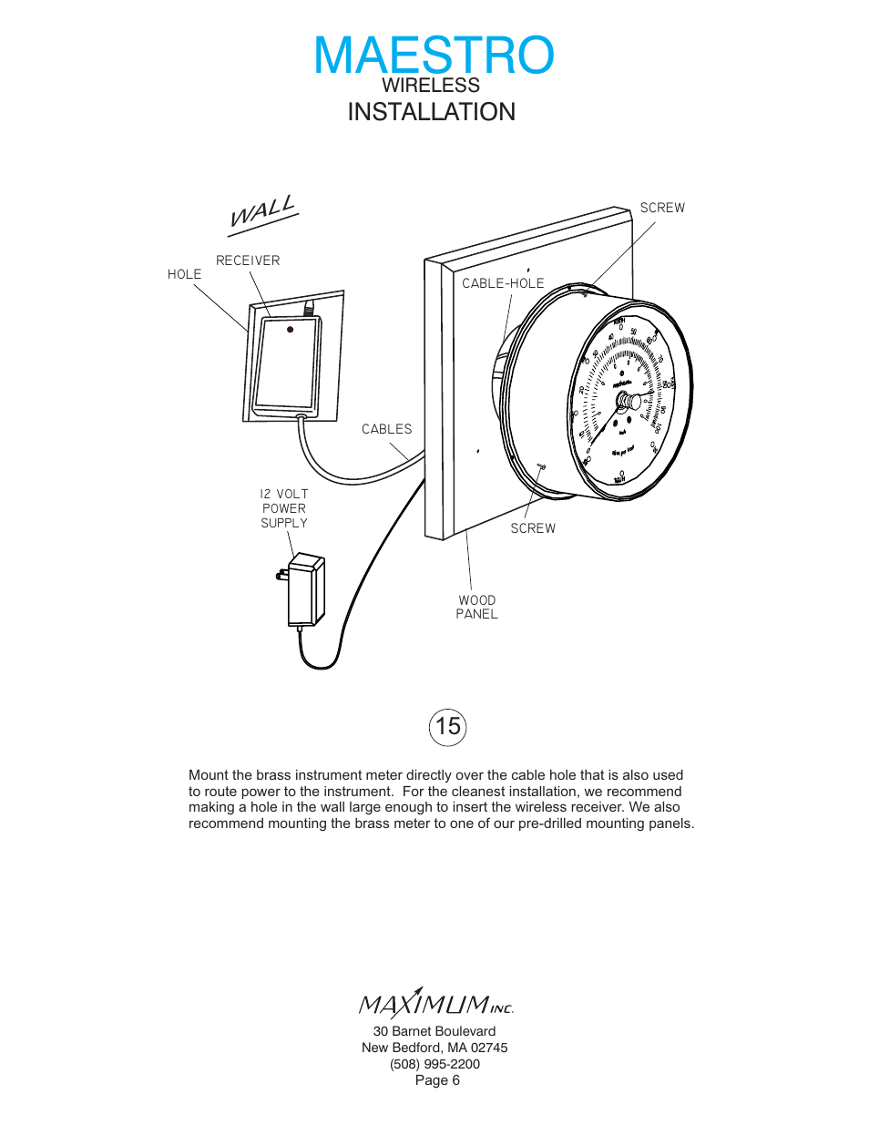 Maestro, Installation, Wall | Maximum Wireless Maestro (2006-2012) User Manual | Page 6 / 16