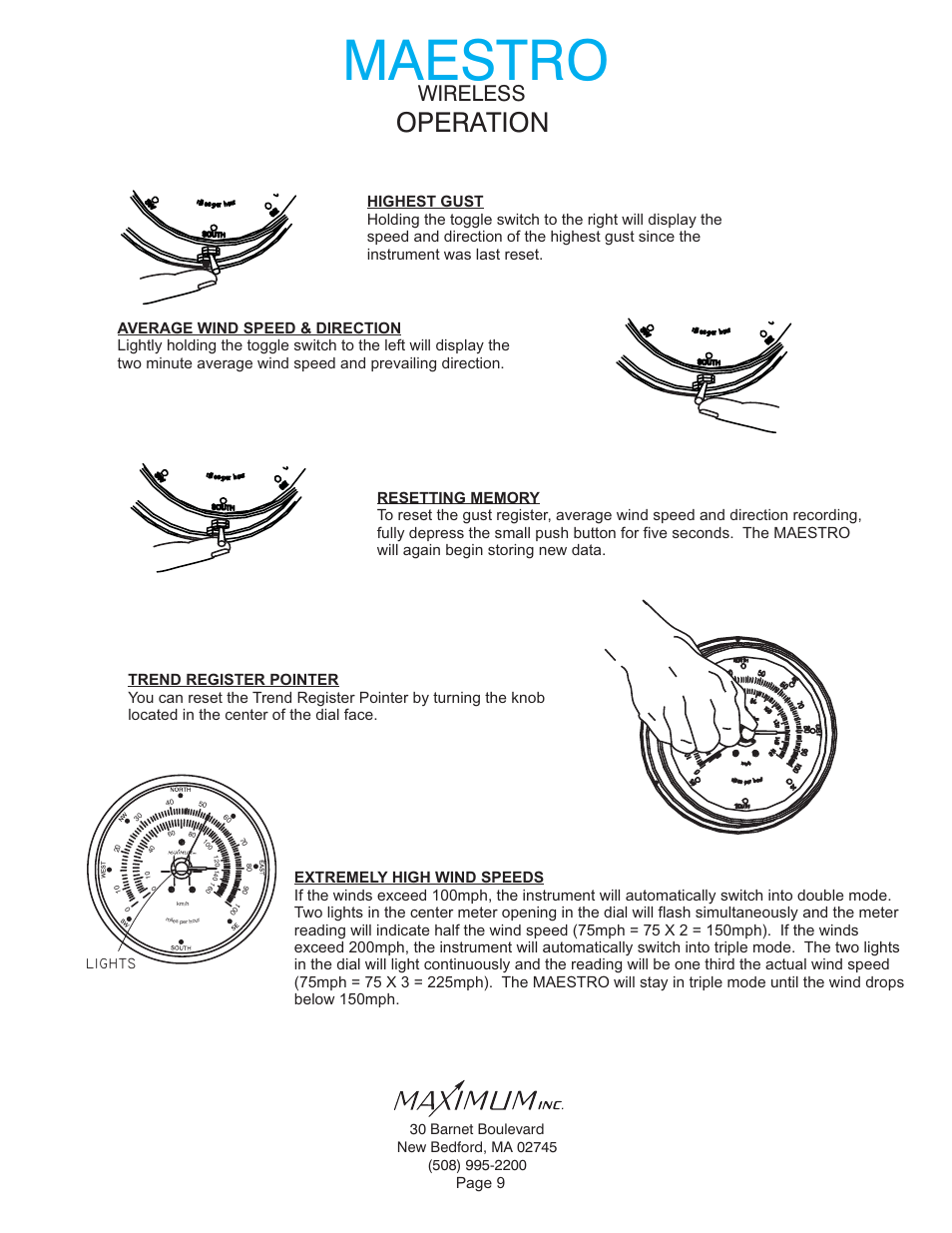 Maestro, Operation, Wireless | Maximum Wireless Maestro (2006-2012) User Manual | Page 9 / 16