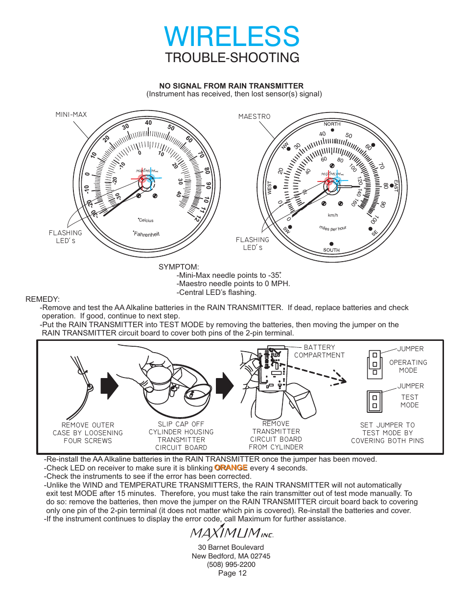 Wireless, Trouble-shooting | Maximum Wireless Mini-Max (2006-2012) User Manual | Page 12 / 14