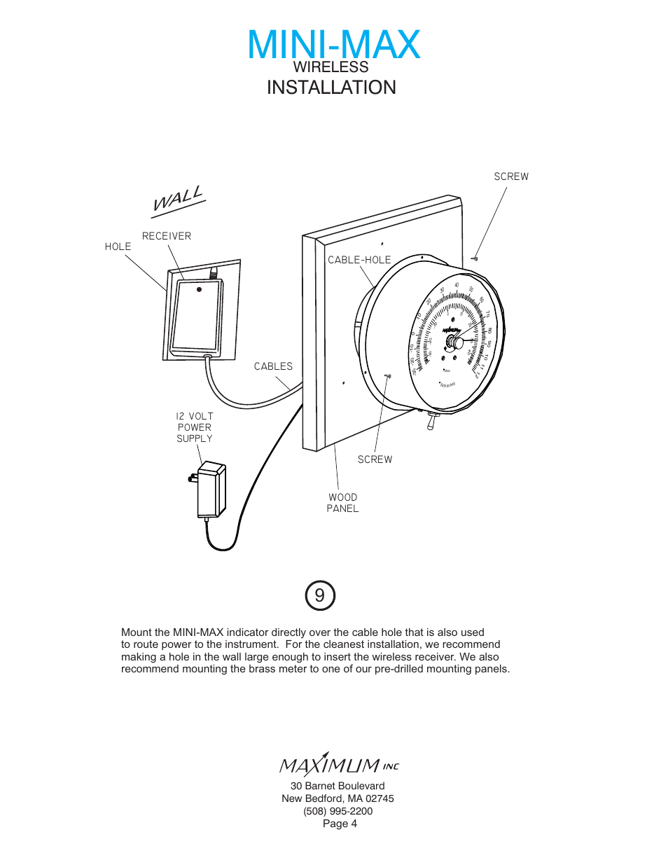 Mini-max, Inst tion alla, Wall | Wireless | Maximum Wireless Mini-Max (2006-2012) User Manual | Page 4 / 14