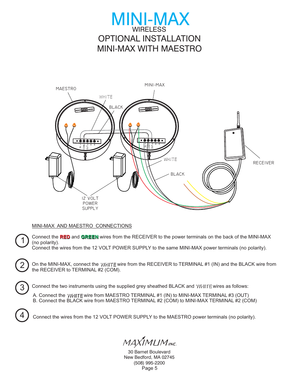 Mini-max, Optional installation mini-max with maestro, Wireless | Maximum Wireless Mini-Max (2006-2012) User Manual | Page 6 / 14