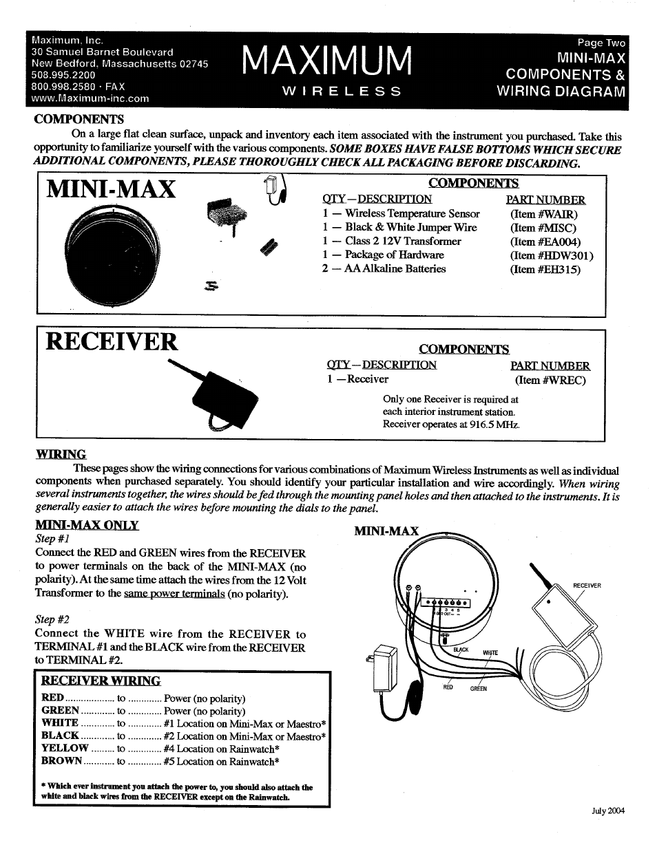 Maximum Wireless Mini-Max (pre-2006) User Manual | Page 2 / 4