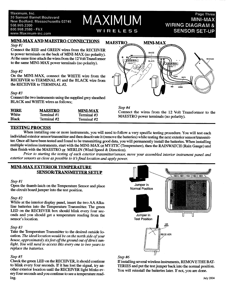 Maximum Wireless Mini-Max (pre-2006) User Manual | Page 3 / 4