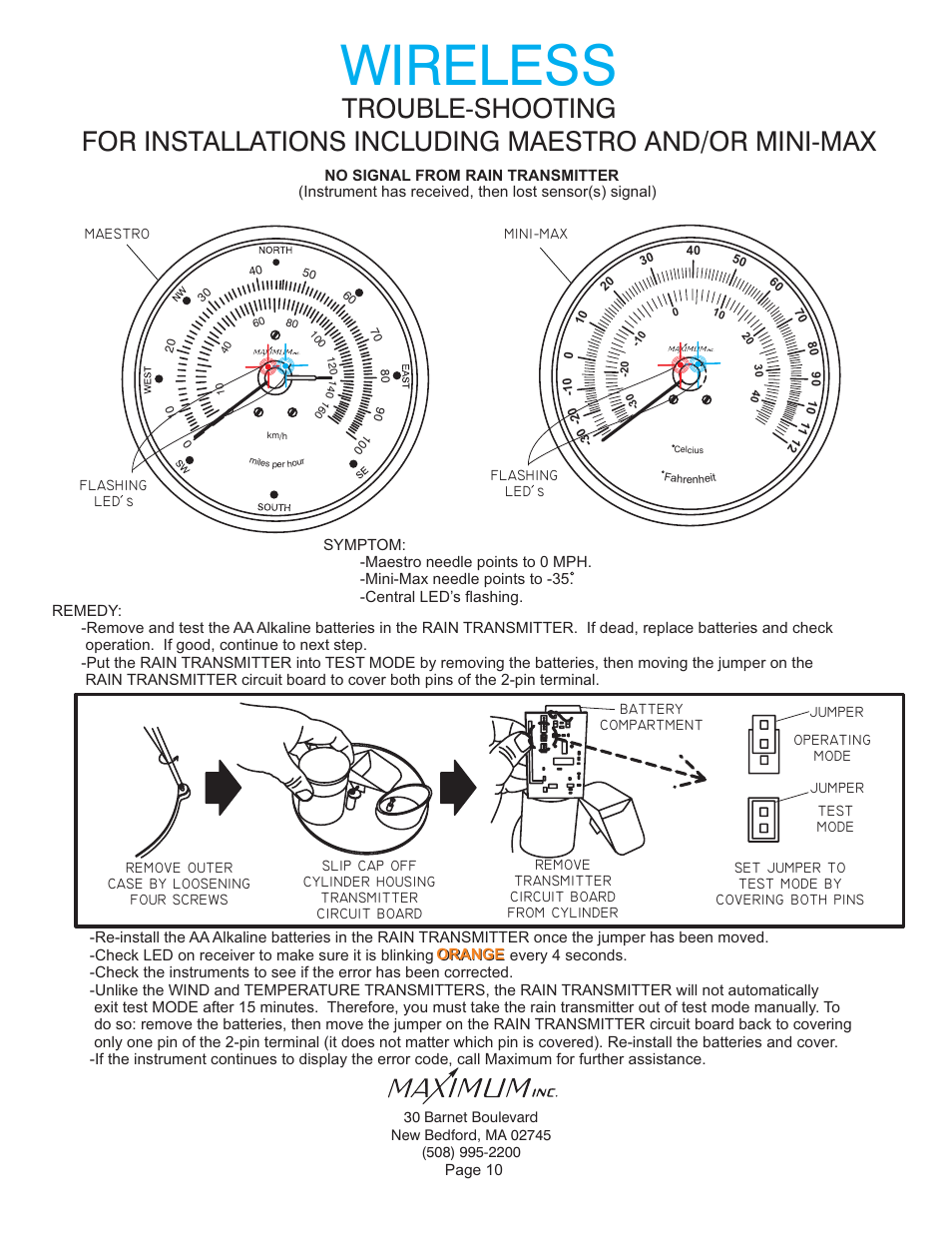 Wireless | Maximum Wireless Rainwatch (pre-2012) User Manual | Page 10 / 12