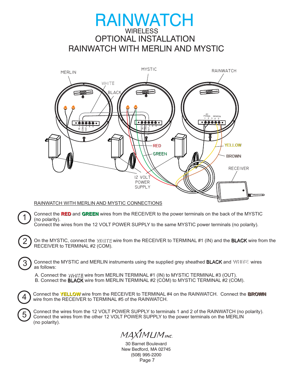 Rainwatch, Wireless | Maximum Wireless Rainwatch (pre-2012) User Manual | Page 7 / 12