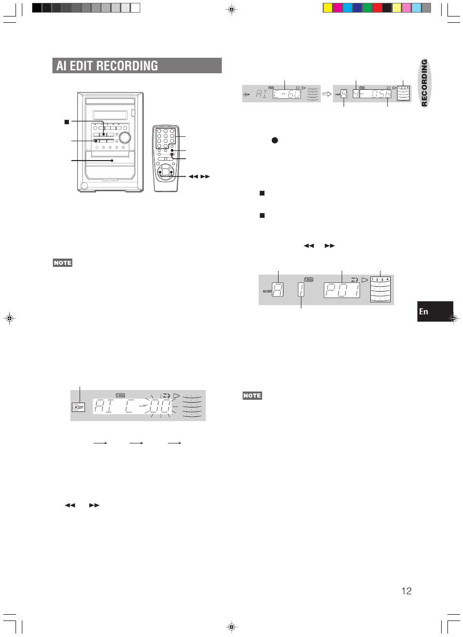 Ai edit recording | Aiwa XR-M150 User Manual | Page 13 / 20