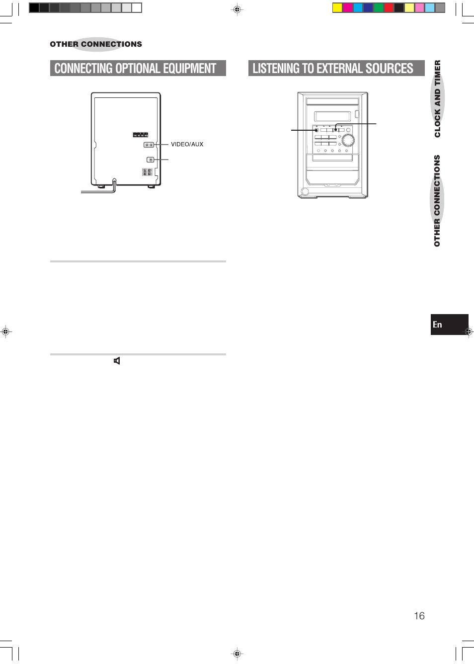 Listening to external sources, Connecting optional equipment | Aiwa XR-M150 User Manual | Page 17 / 20
