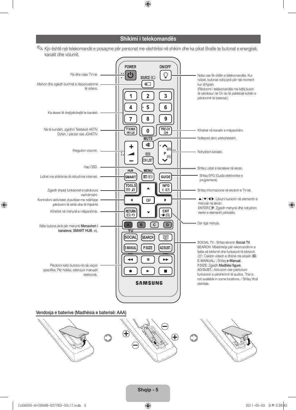 Shikimi i telekomandës | Samsung UE46D6570WS User Manual | Page 205 / 342