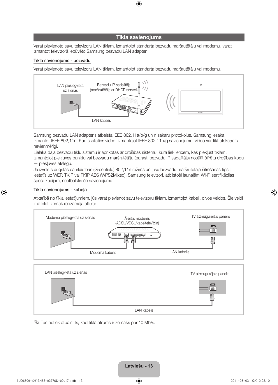 Tīkla savienojums | Samsung UE46D6570WS User Manual | Page 273 / 342