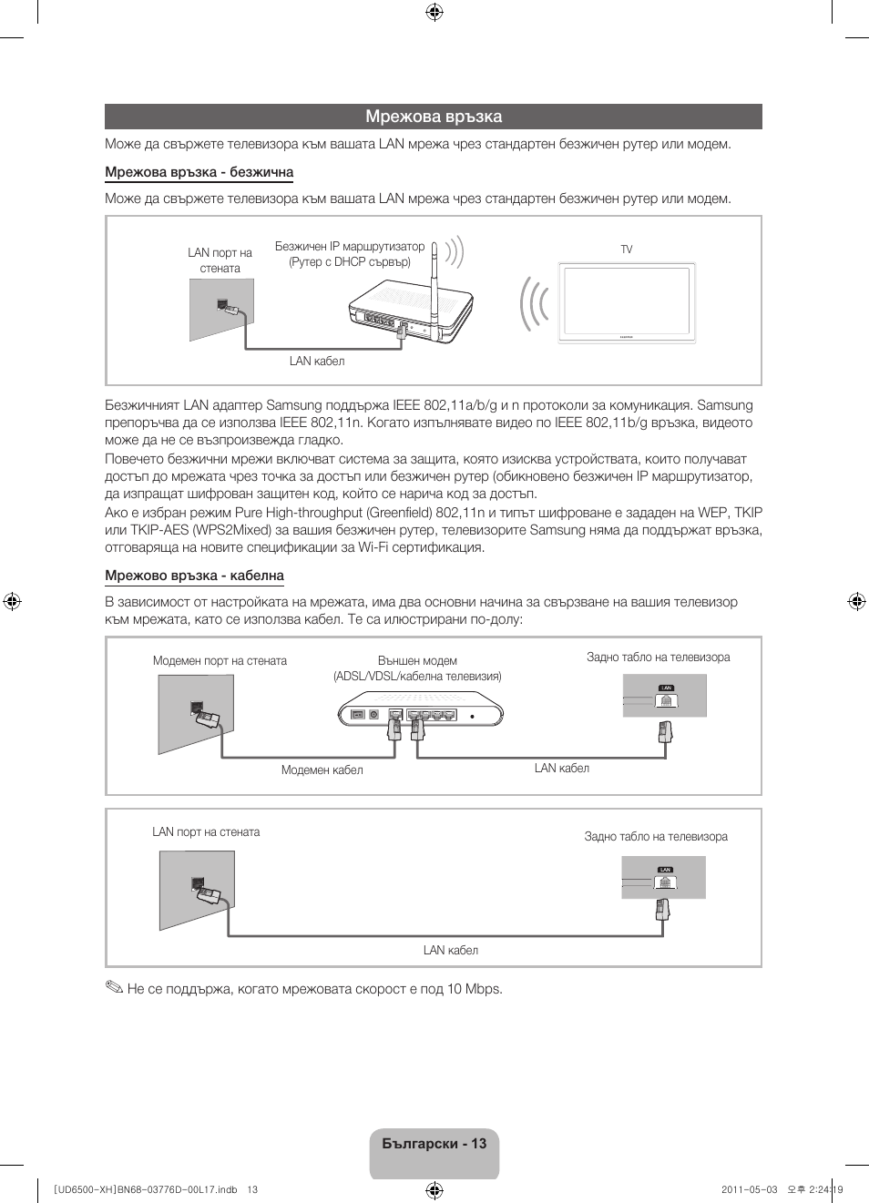 Мрежова връзка | Samsung UE46D6570WS User Manual | Page 93 / 342