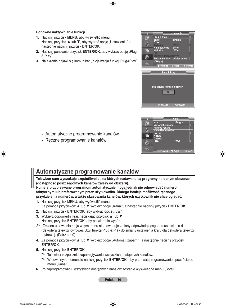 Automatyczne programowanie kanałów | Samsung LE40R88BD User Manual | Page 136 / 560