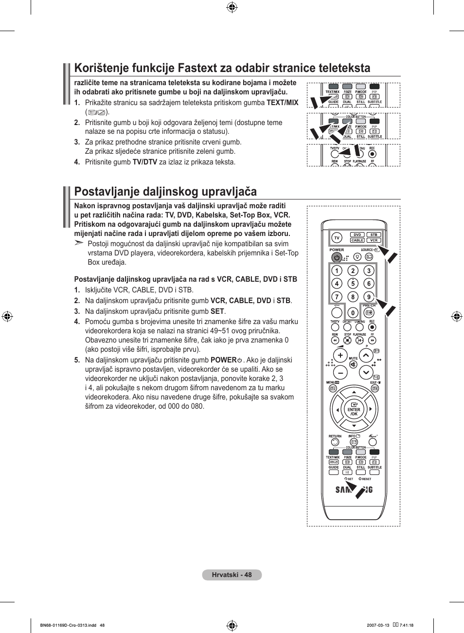 Postavljanje daljinskog upravljača | Samsung LE40R88BD User Manual | Page 360 / 560