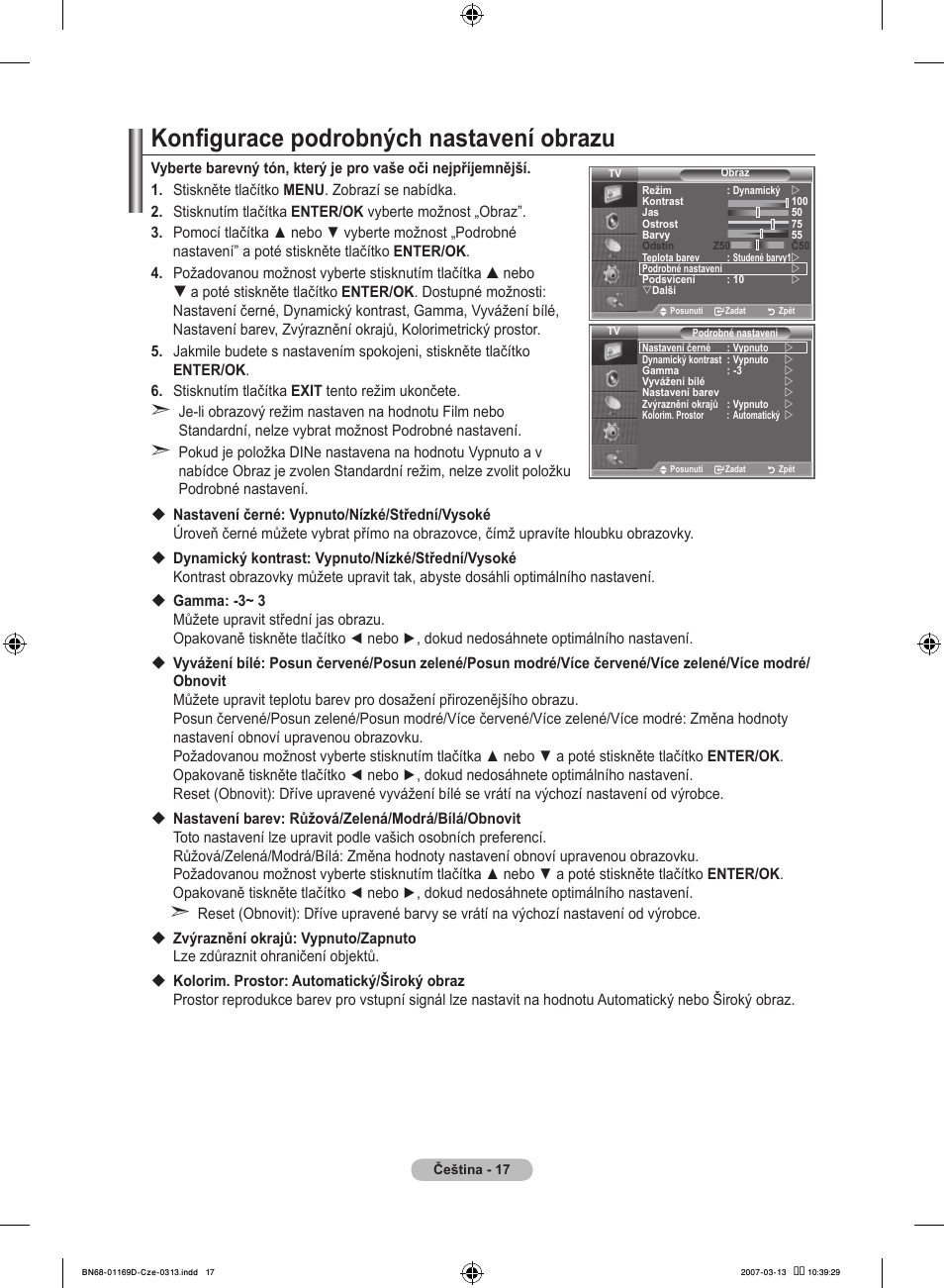 Konfigurace podrobných nastavení obrazu | Samsung LE40R88BD User Manual | Page 391 / 560