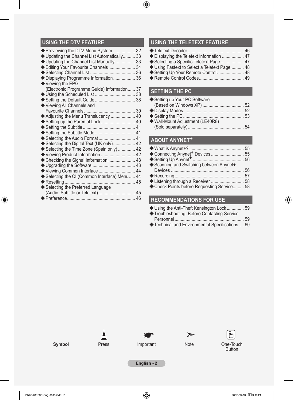 Samsung LE40R88BD User Manual | Page 4 / 560