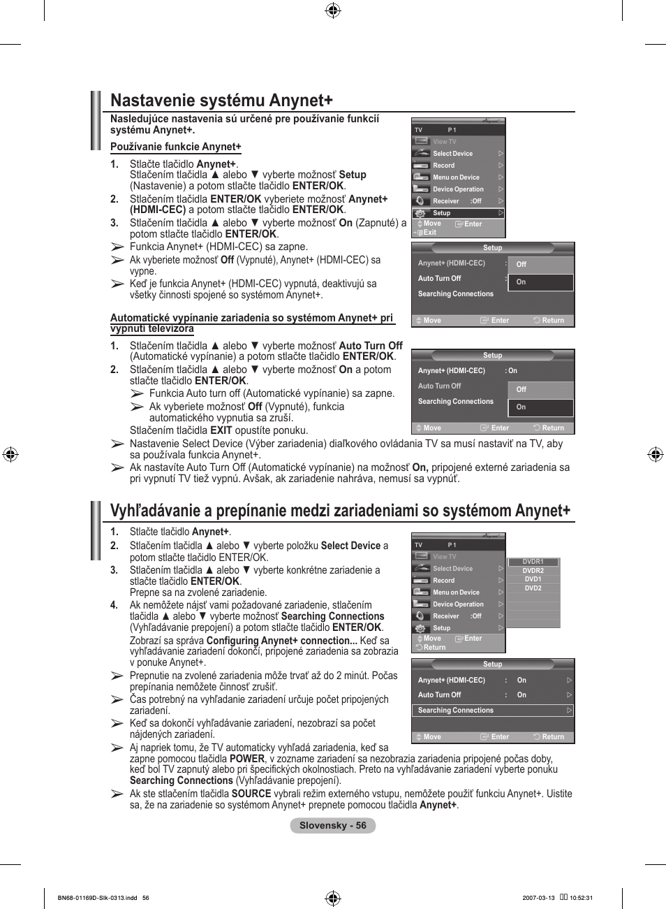 Nastavenie systému anynet | Samsung LE40R88BD User Manual | Page 492 / 560