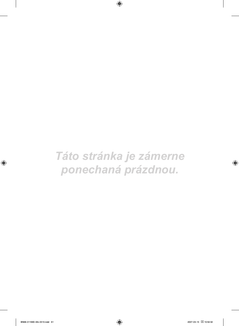 Táto stránka je zámerne ponechaná prázdnou | Samsung LE40R88BD User Manual | Page 497 / 560