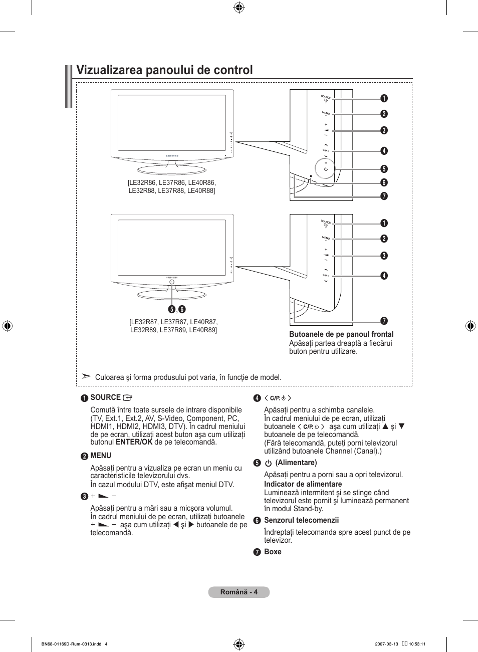 Vizualizarea panoului de control | Samsung LE40R88BD User Manual | Page 502 / 560