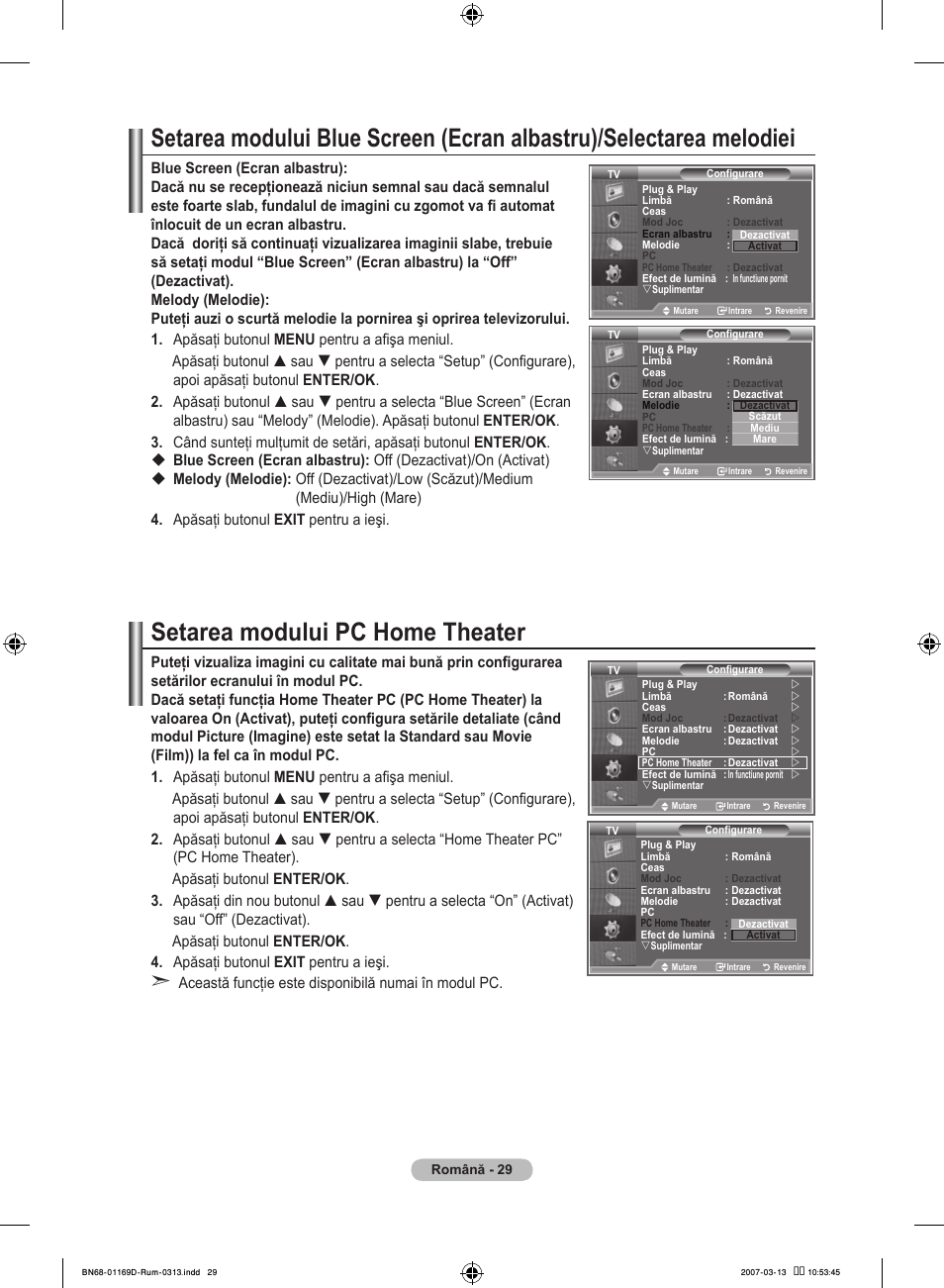 Setarea modului pc home theater | Samsung LE40R88BD User Manual | Page 527 / 560