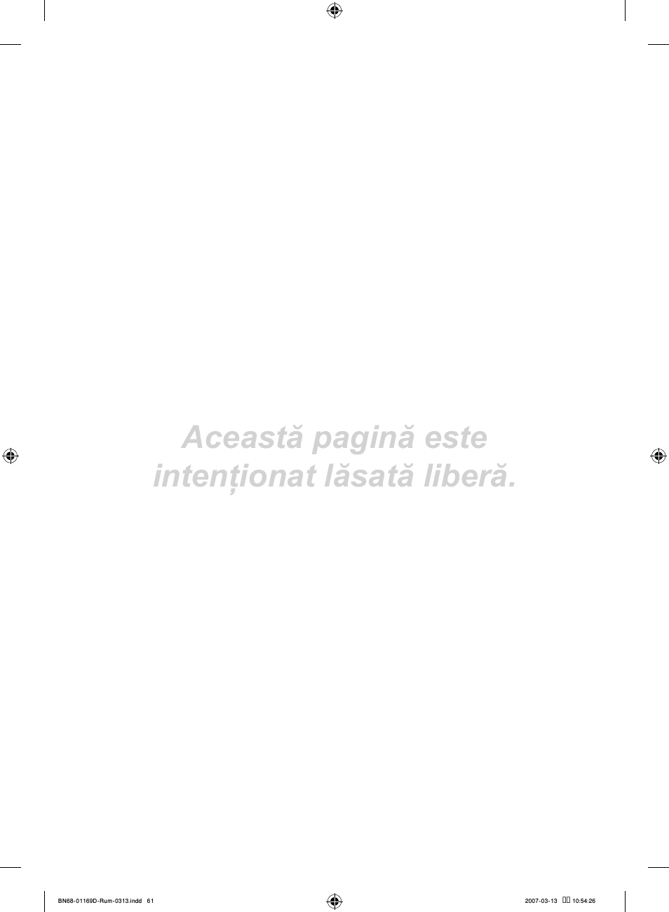 Această pagină este intenţionat lăsată liberă | Samsung LE40R88BD User Manual | Page 559 / 560