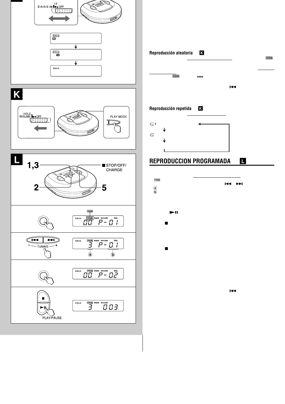 Reproduccion programada → l | Aiwa XP-R207 User Manual | Page 14 / 24