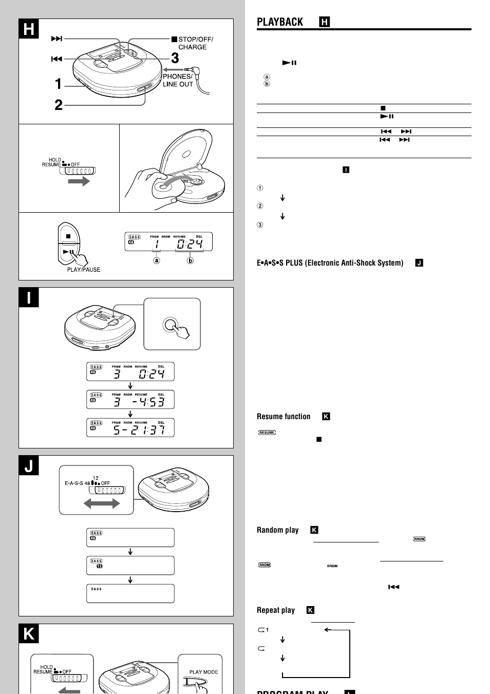 Playback → h, Program play l | Aiwa XP-R207 User Manual | Page 5 / 24