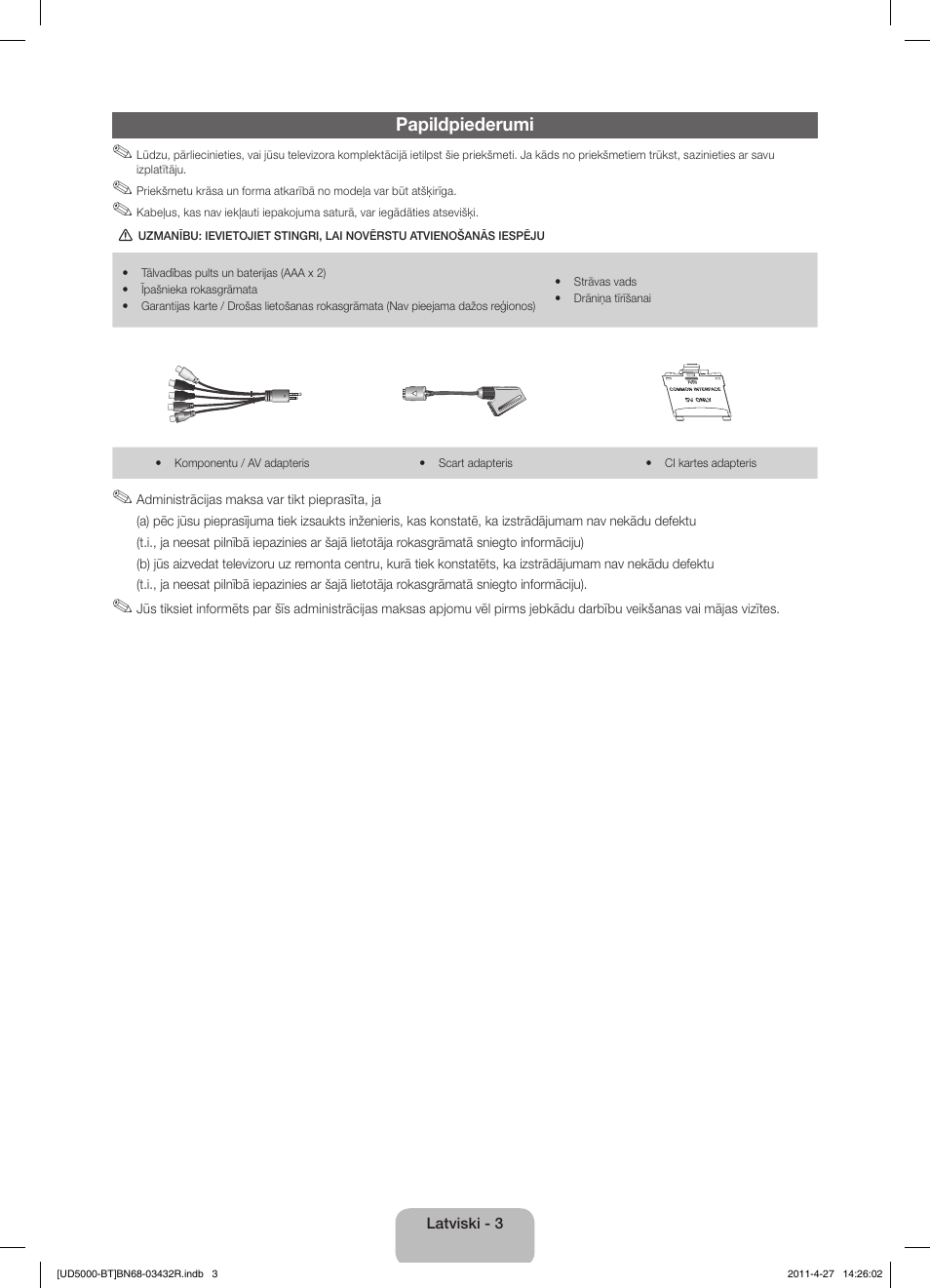 Papildpiederumi | Samsung UE22D5010NW User Manual | Page 67 / 146