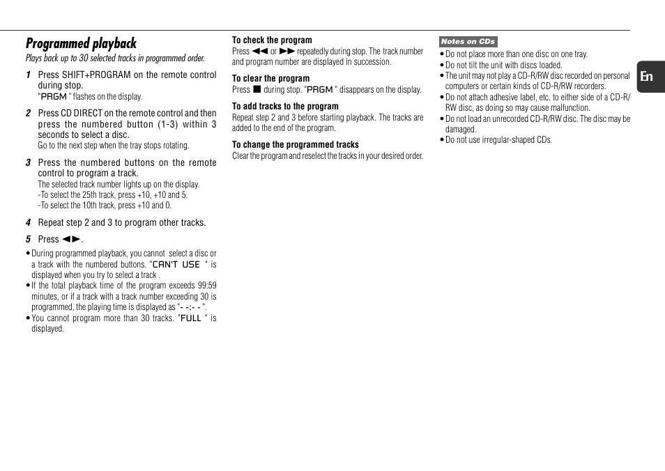 Programmed playback, 11 en | Aiwa NSX-R71 User Manual | Page 11 / 24