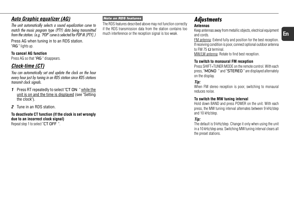 Adjustments, 15 en | Aiwa NSX-R71 User Manual | Page 15 / 24