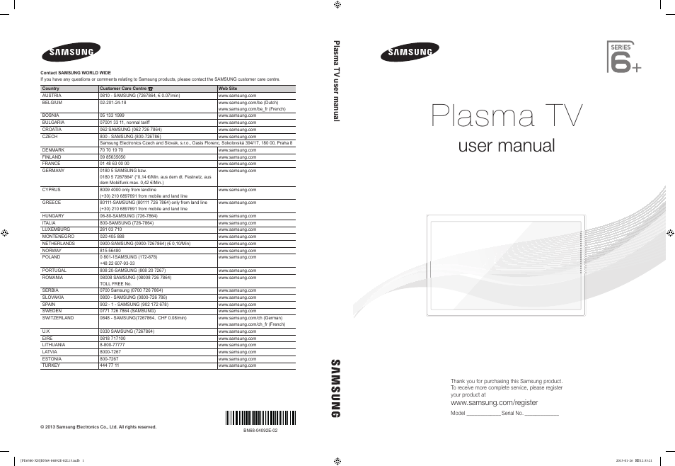 Samsung PS51E6500ES User Manual | 354 pages
