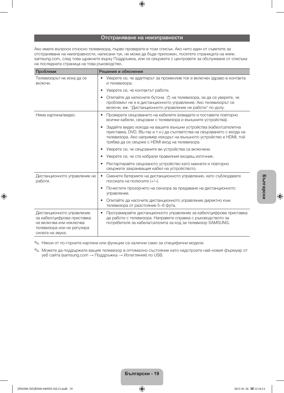 Отстраняване на неизправности | Samsung PS51E6500ES User Manual | Page 107 / 354