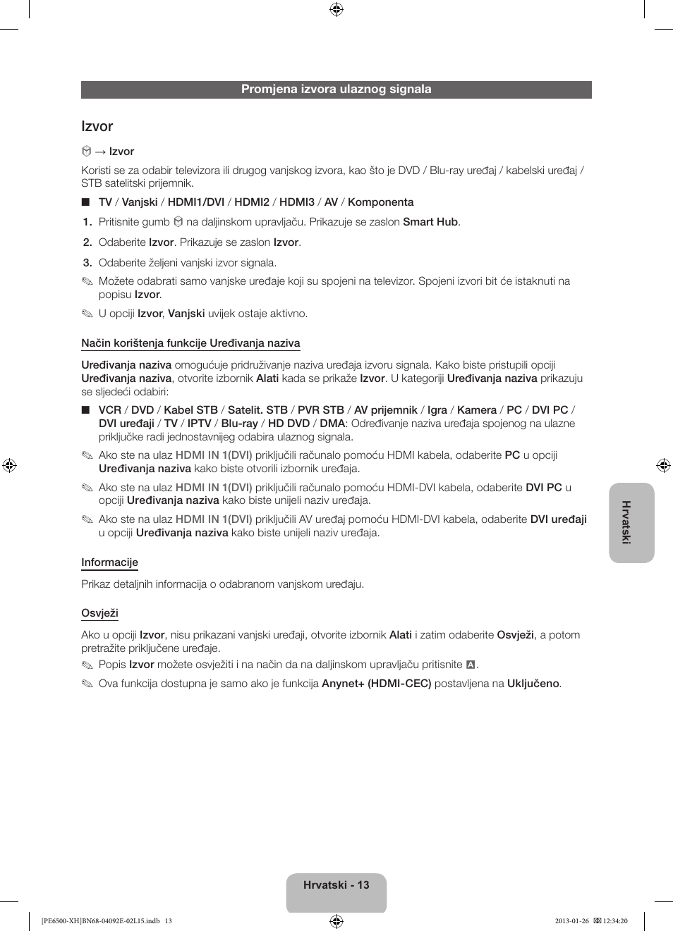Izvor | Samsung PS51E6500ES User Manual | Page 123 / 354
