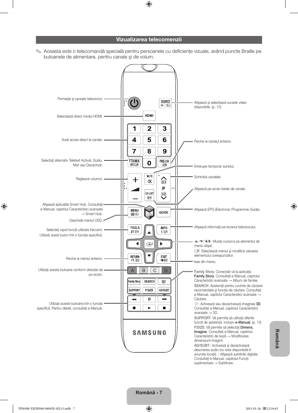 Vizualizarea telecomenzii | Samsung PS51E6500ES User Manual | Page 183 / 354