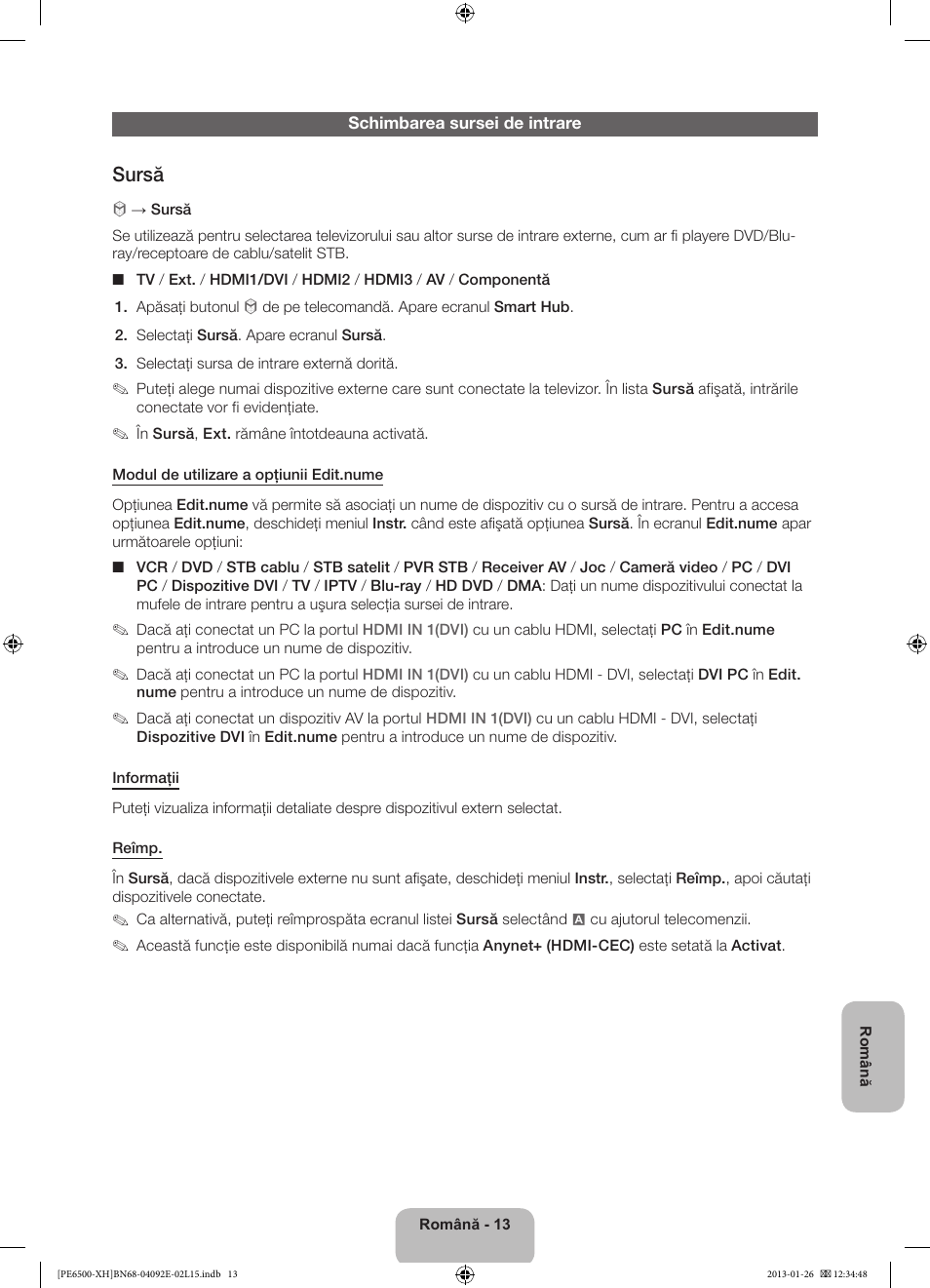 Sursă | Samsung PS51E6500ES User Manual | Page 189 / 354
