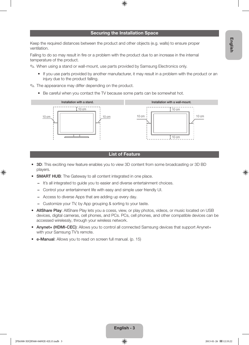 Samsung PS51E6500ES User Manual | Page 3 / 354