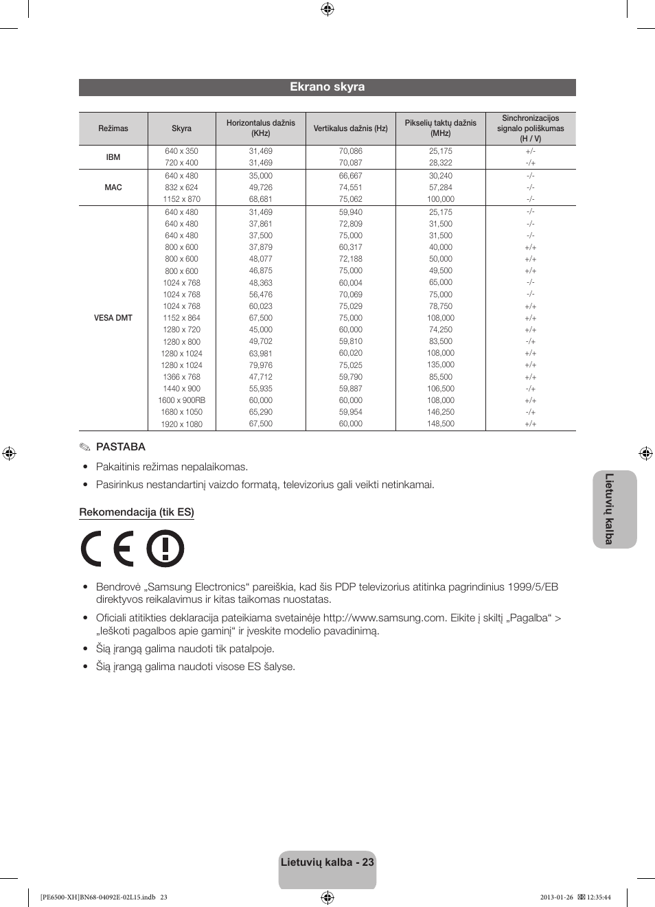 Ekrano skyra | Samsung PS51E6500ES User Manual | Page 331 / 354