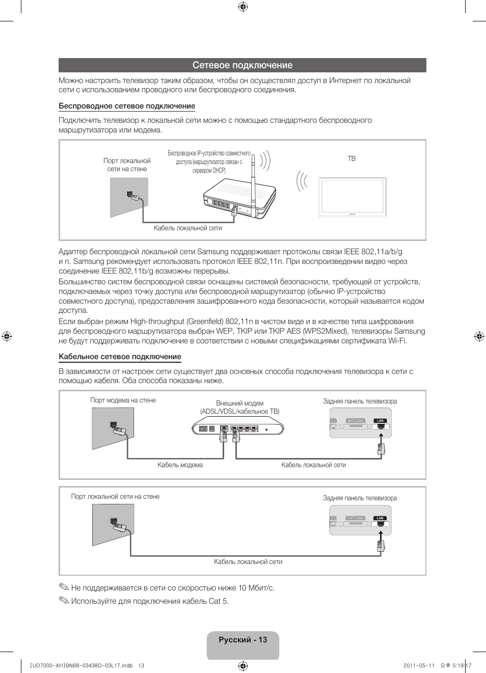Сетевое подключение | Samsung UE46D7000LS User Manual | Page 335 / 344