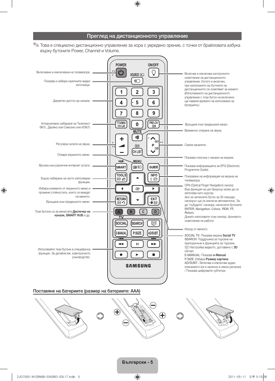 Преглед на дистанционното управление | Samsung UE46D7000LS User Manual | Page 87 / 344