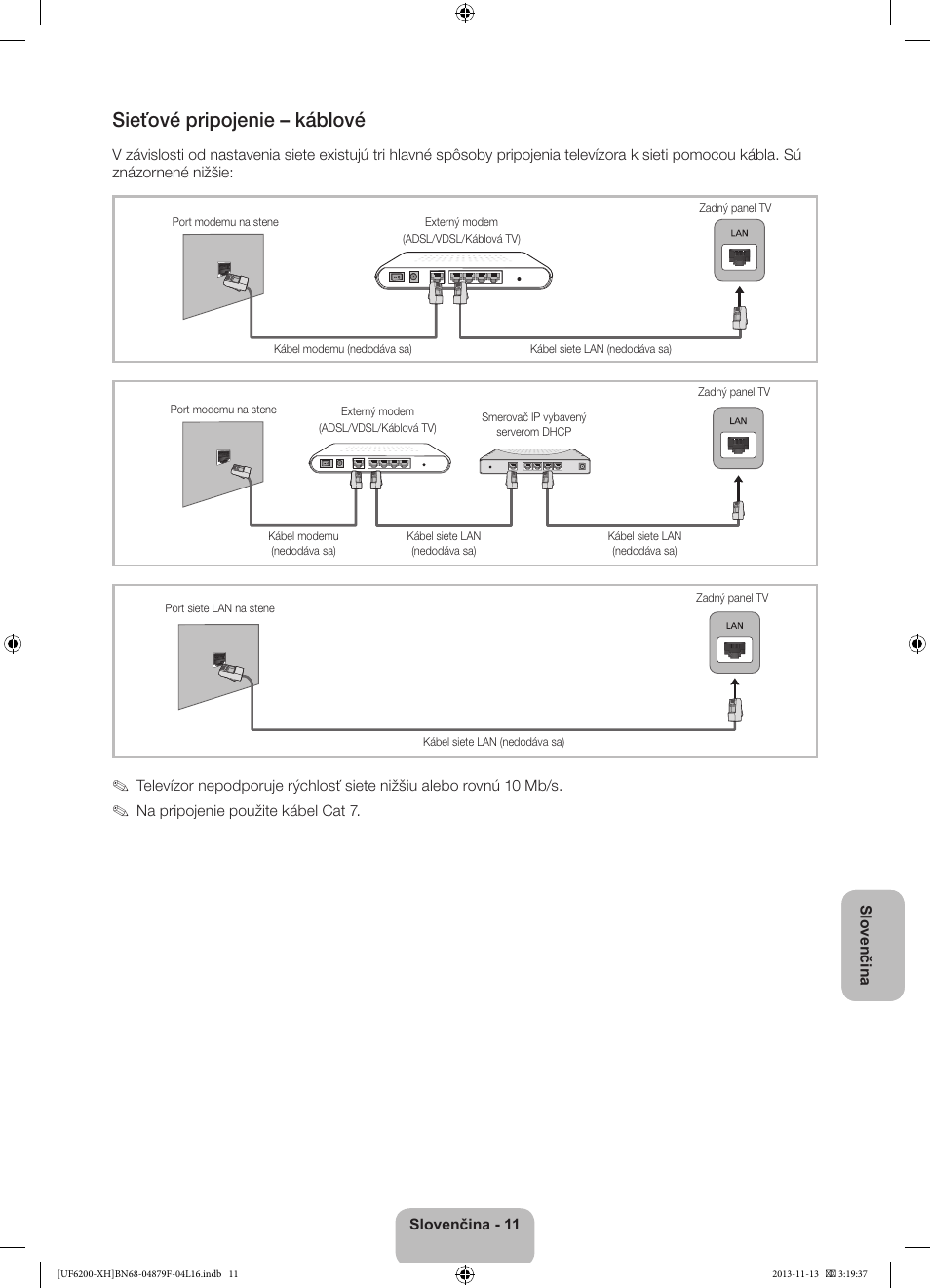 Sieťové pripojenie – káblové | Samsung UE32F6200AW User Manual | Page 137 / 289